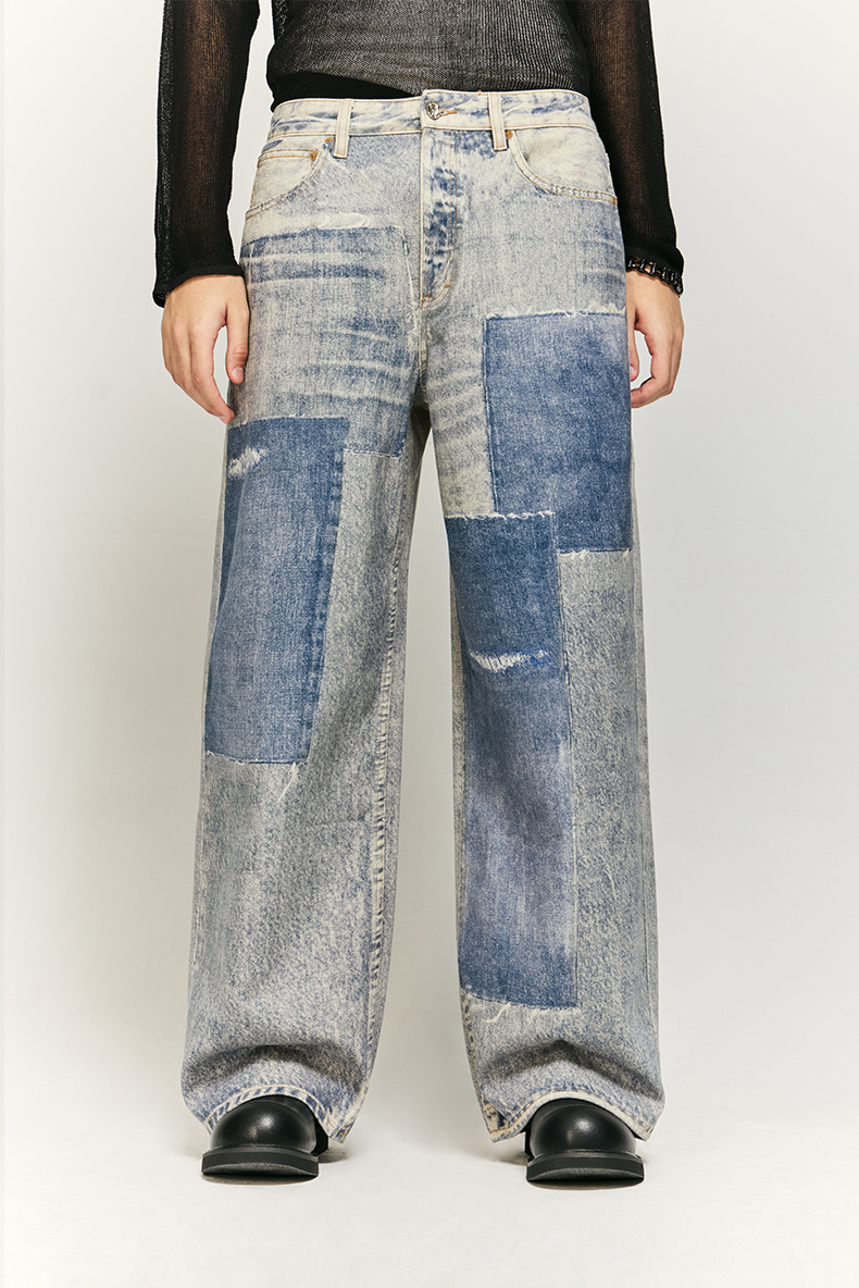 Title 6, Washed Snowflake Digital Printing Jeans