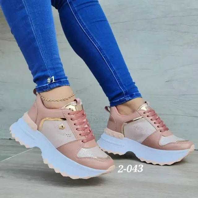 Women's Fashion Heel Lifed Sneakers Pink - Shop at LoveMi