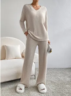 Women's Straight-leg Pants Elegant Loose Suit - Apricot - View 1