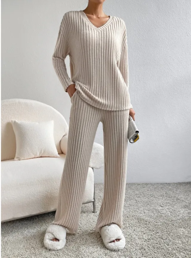 Women's Straight leg Pants Elegant Loose Suit Apricot - Shop at LoveMi