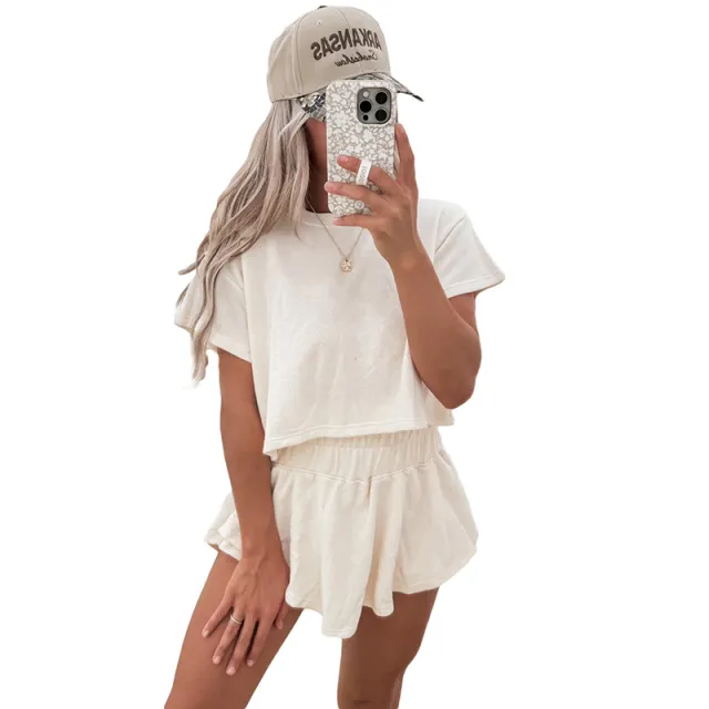 New Solid Color Short Sleeve Casual Suit Women Lc627060P15 - Shop at LoveMi