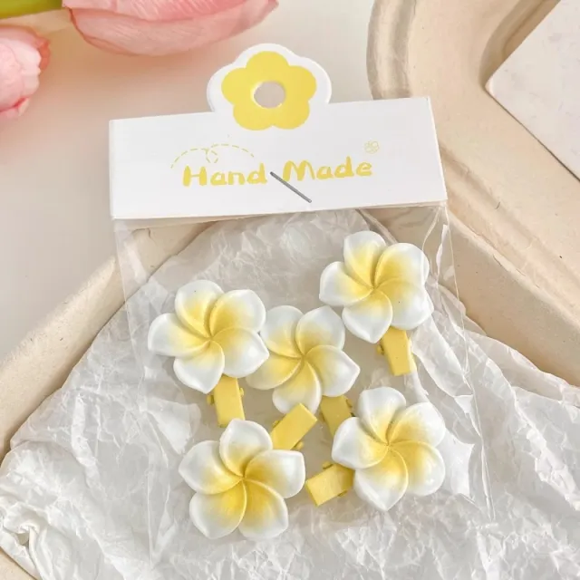 Plumeria Rubra Barrettes Female Side Cute 5 Mini Plumeria Rubra Clips 5 - Shop at LoveMi