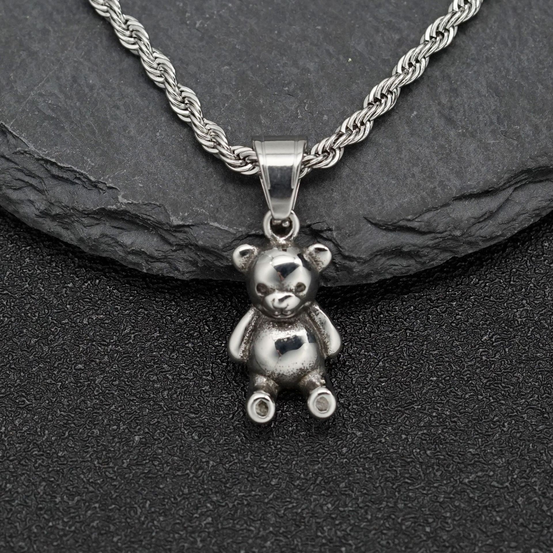 Stainless Steel Bear Pendant Necklace, picture 4 of 5