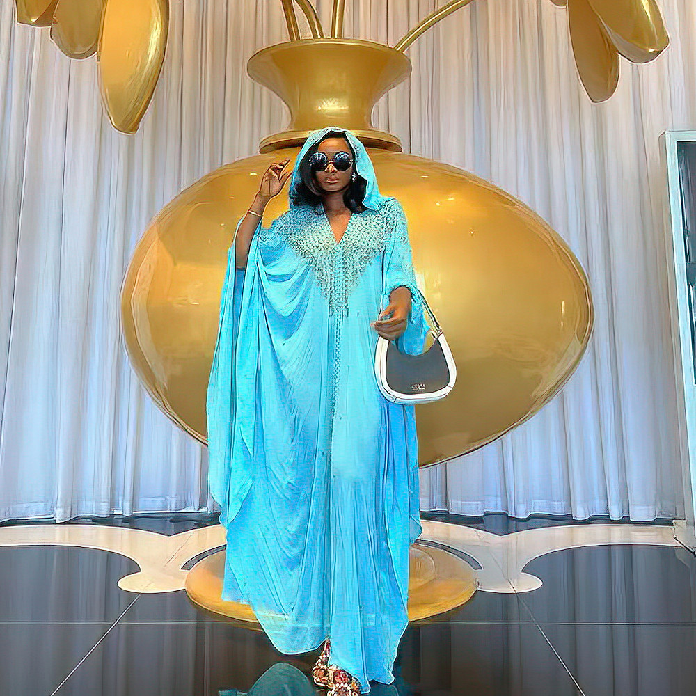 African Modern Design Hooded Loose Dress