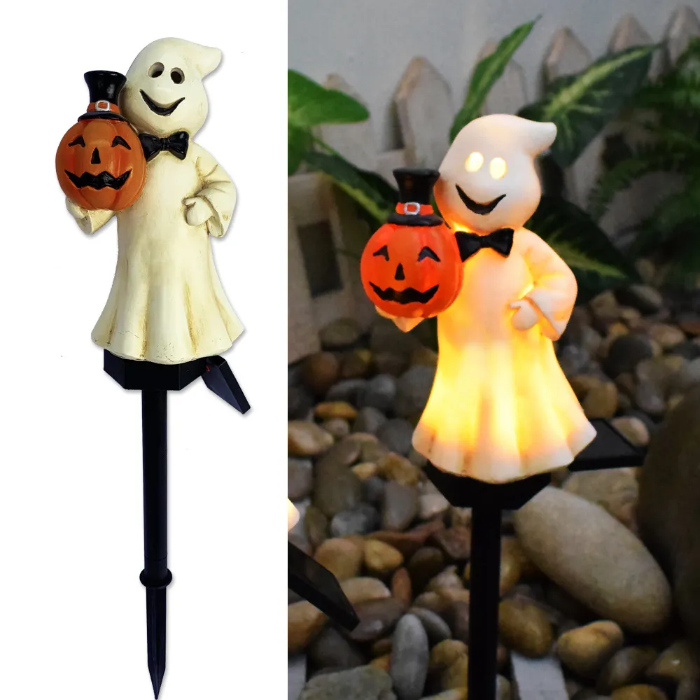 Creative Solar Outdoor Garden Halloween Pumpkin Lantern Resin Handicrafts Garden Festival Atmosphere Decorative Insert Light – image 8
