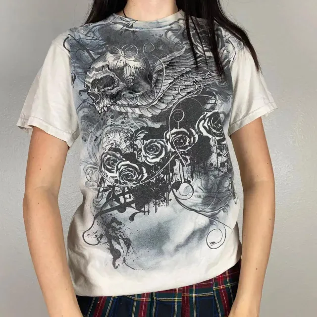 Loose fitting Short sleeve Top With A Unique Print White - Shop at LoveMi
