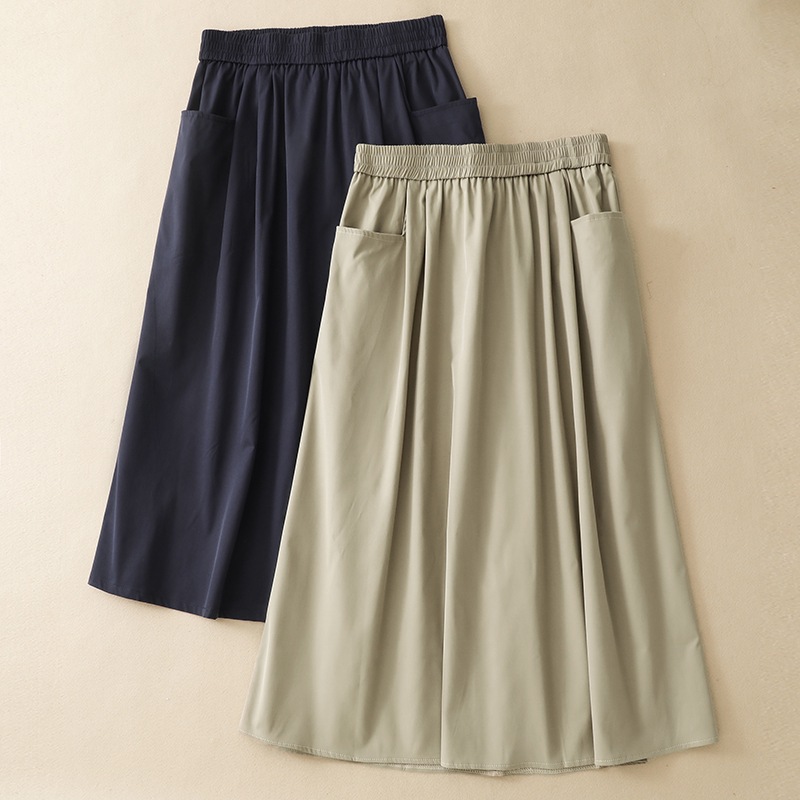 Cotton-linen Plus-size Waist-covering Figure-flattering Utility Skirt