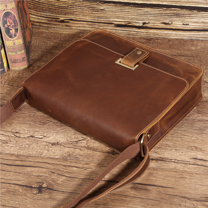 Title 1, Retro Crazy Horse Leather Mens Shoulder Messen...