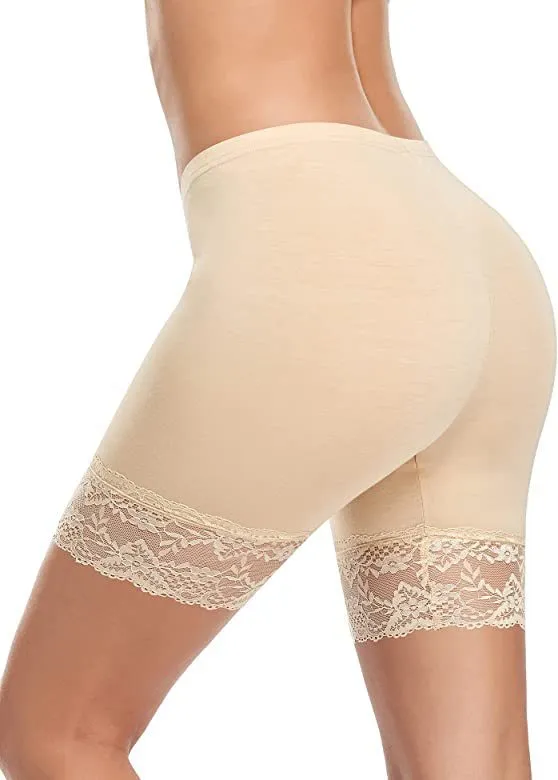 High Waist Belly Contraction Seamless Leggings Women's Plus Size Sports Safety Pants Anti-exposure - Skin Color Lace-M