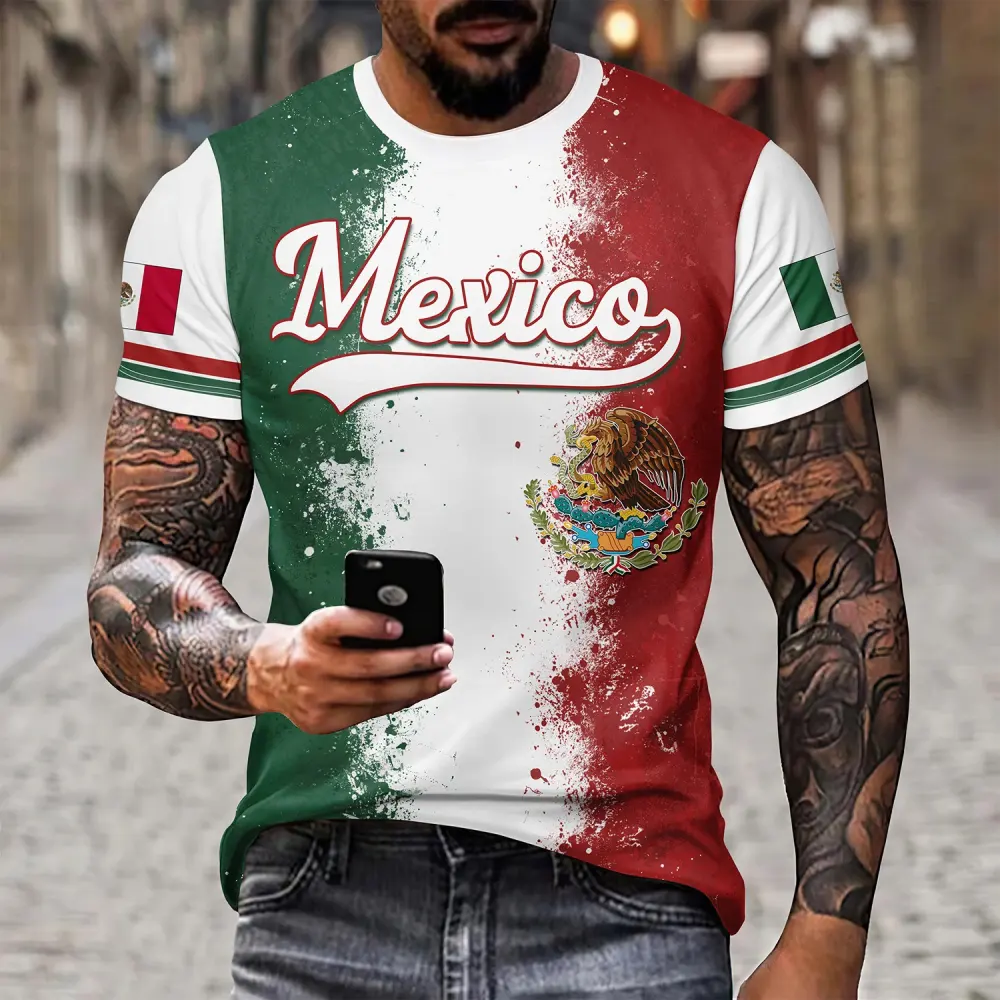 Eagle and Snake T-shirt Loose Round Neck Men's Short