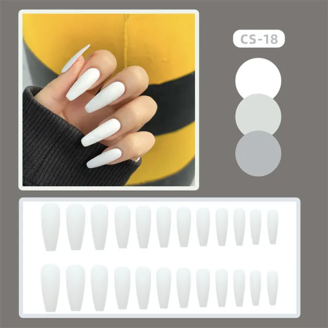 White Long T Grinding Fake Nail Tip Wear Cs 18 White Long T Grinding - Shop at LoveMi