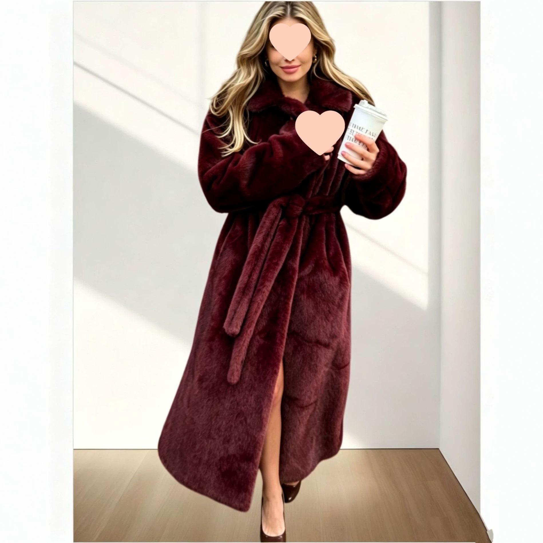 Mink-fur Faux Fur Long Coat