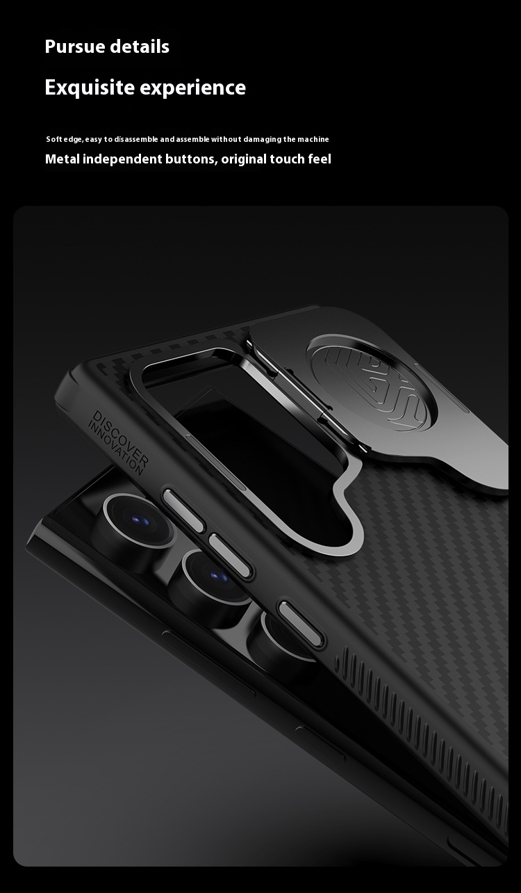 Fiber Pole Kevlar Magnetic Mobile Phone Lens Bracket Protective Case