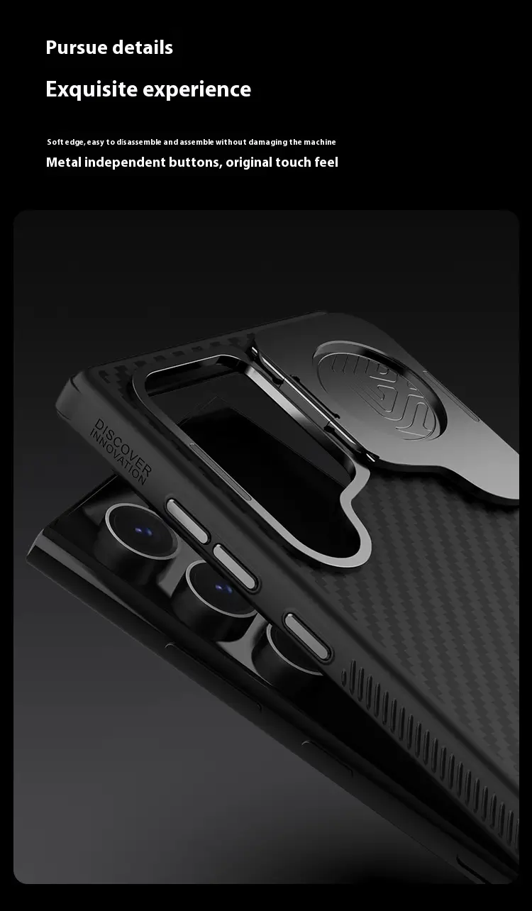 Fiber Pole Kevlar Magnetic Mobile Phone Lens Bracket Protective Case