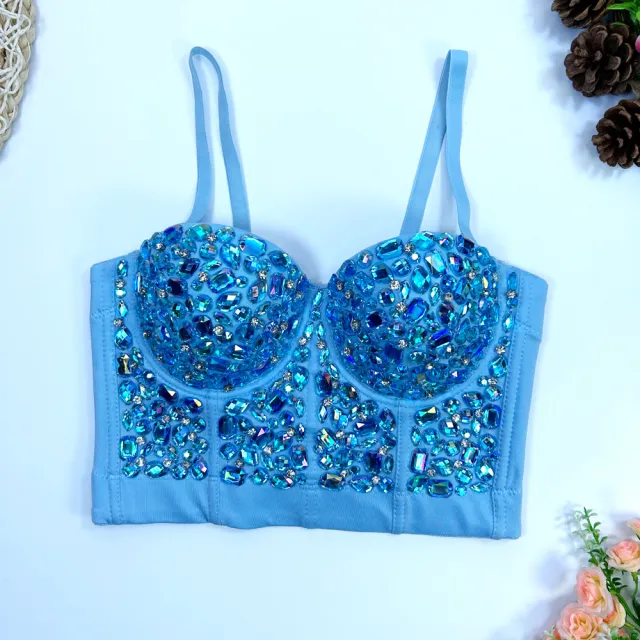 Niche Tube Top Beaded Light Diamond Sling Top Light Blue - Shop at LoveMi