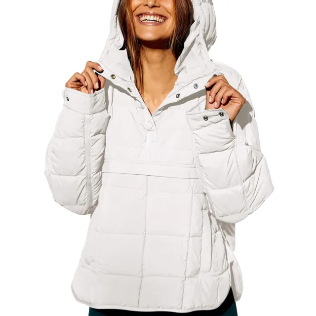 Hooded Cotton Coat Jacket Women White - Shop at LoveMi