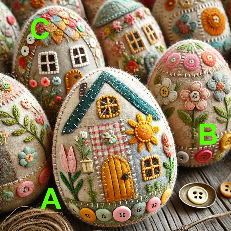 Patchwork Felt Egg House DIY Kit Easter