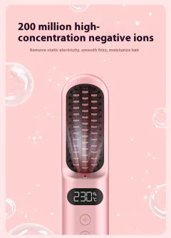 Portable Anion Straight Comb Inner Buckle Flip Straight Hair Lazy Office Worker Student - Pink - View 1