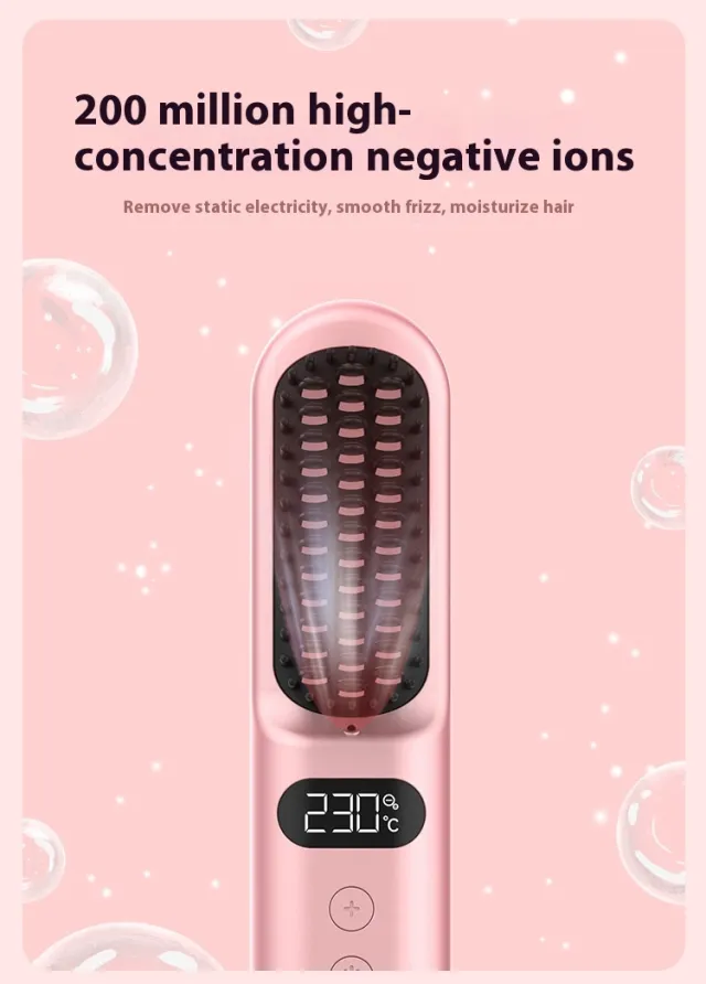 Portable Anion Straight Comb Inner Buckle Flip Straight Hair Lazy Office Worker Student Pink - Shop at LoveMi