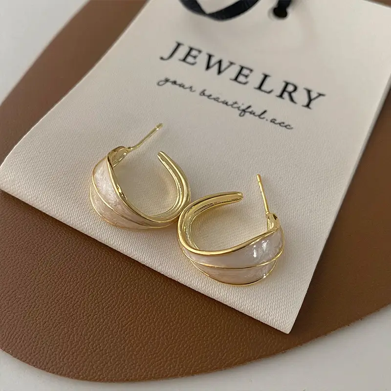 Women's Retro Easy Matching Drip Glazed Round Earrings