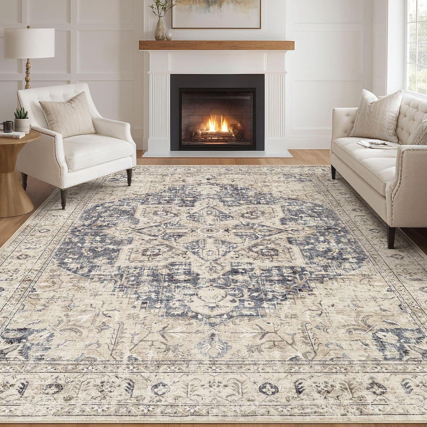 Persian-style Faux Cashmere Washable Floor Mat Ximan 1 40x60cm
