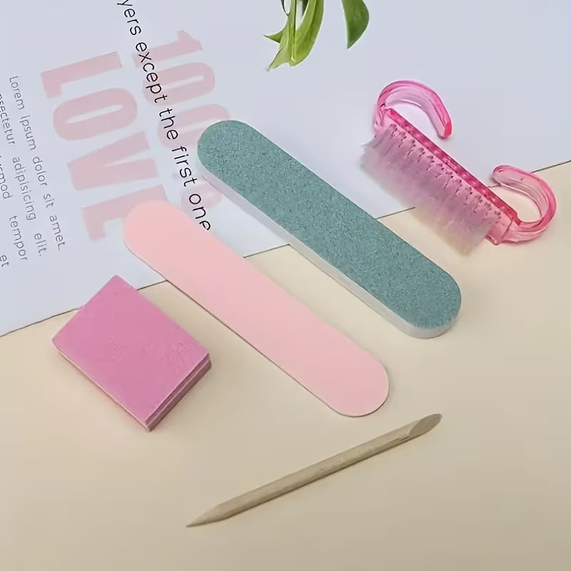 Sponge File Wood Chips Wearable Nails Manicure 5-Piece Tool Kit