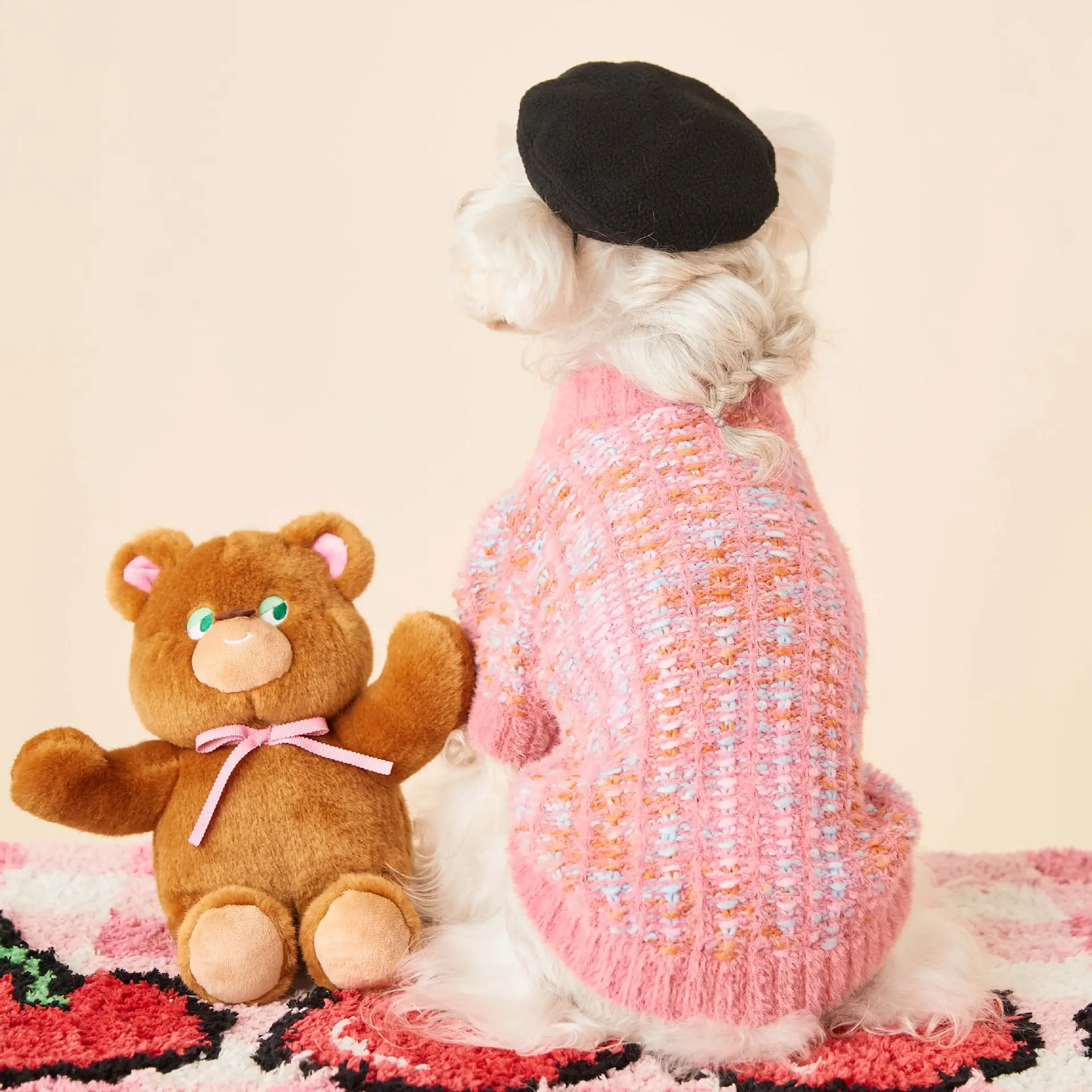 Autumn And Winter Female Dog Colorized Sweater Pet Cardigan