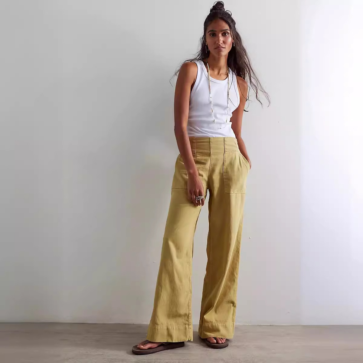 Fashionable Low-rise Non-stretch Denim Trousers Loose-fitting And Slimming