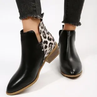 European And American Plus Size Leather Martin Boots Leopard - Shop at LoveMi