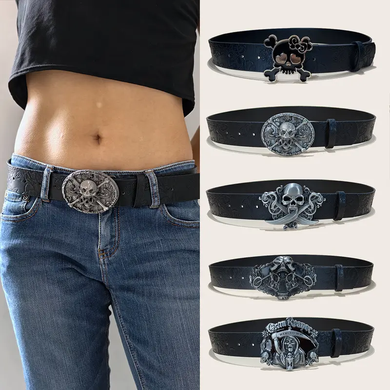 Personalized Skull And Rose Embossed PU Leather