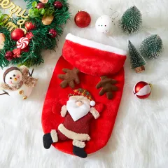 Pet Christmas Costumes Flannel Material Suitable For Small Cats And Dogs - Red Old Man - View 1