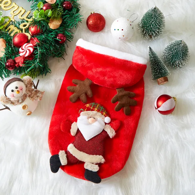 Pet Christmas Costumes Flannel Material Suitable For Small Cats And Dogs Red Old Man - Shop at LoveMi