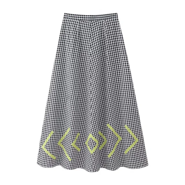 Metal Zipper Sling Top And Skirt Suit Black Plaid Skirt - Shop at LoveMi