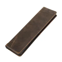 Vintage Crazy Horse Leather Men's Tie Storage Box - Brown - View 1