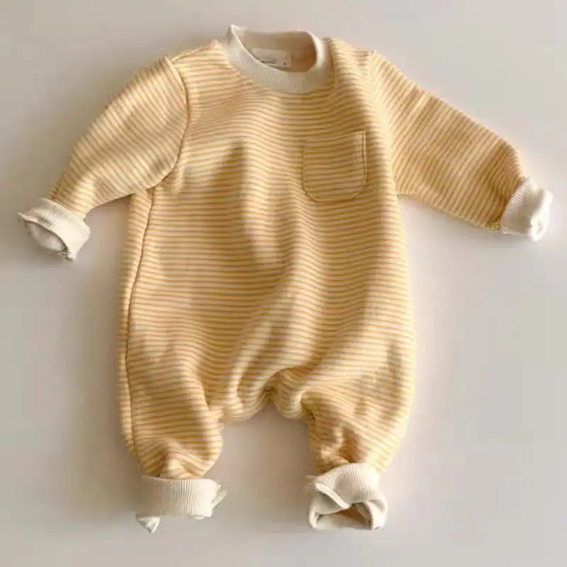 Korean Style Spring And Autumn New Men And Women Baby Striped Long-sleeve Jumpsuit