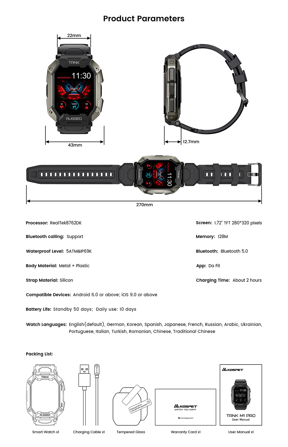 Title 20, Heart Rate Sensor Smartwatch with Bluetooth Cal...