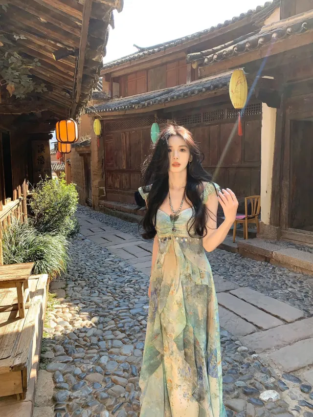 Designer Vacation style Printed Bohemian Fairy Dress Picture Color L - Shop at LoveMi