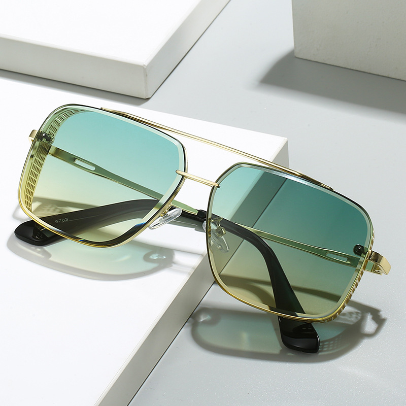 Gradient A Wire Fence Edge Retro Sunglasses - Image 4