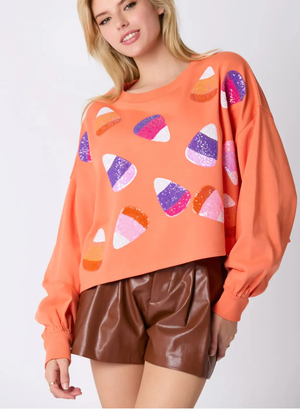 European And American Fashionable Sequins Embroidered Sweater - Red
