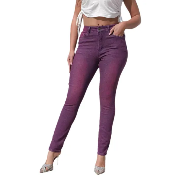Washed Skinny Pants High Waist Women's Jeans Purple - Shop at LoveMi