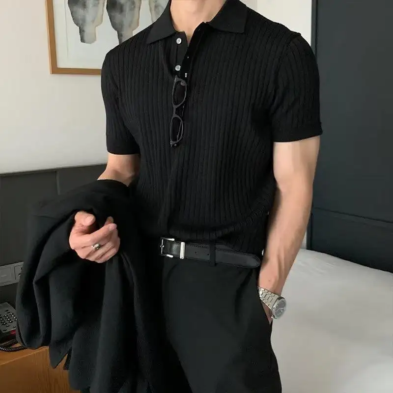 Lapel Polo Shirt Men's Fashion Brand Casual Summer Texture