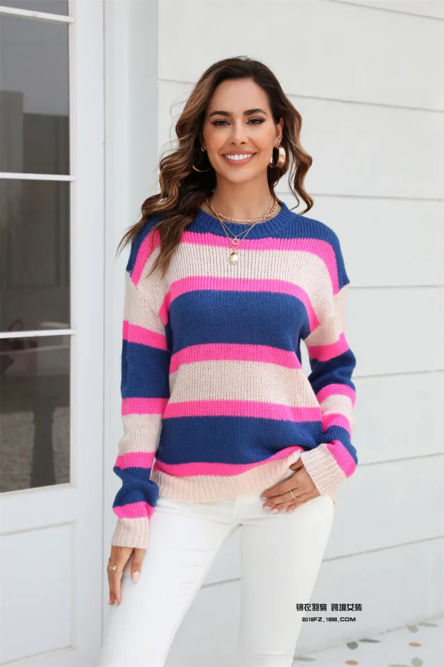 Wide Striped Pullover Base Knitwear Sweater Blue - Shop at LoveMi
