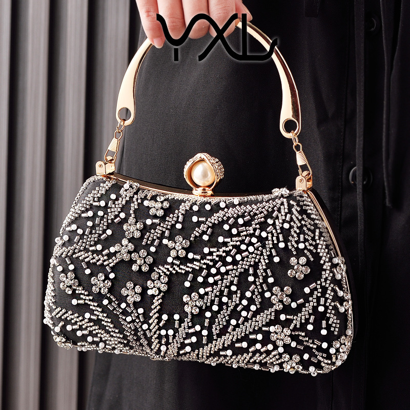 Womens Evening Clutch Beaded Cheongsam-style Bag Wedding Bridal Handbag