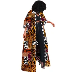 Women's Coat Long Floral Print Trench Coat - Animal Pattern - View 1