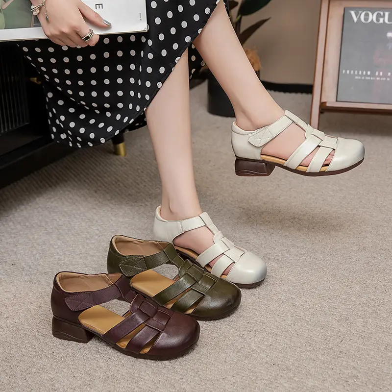 Retro Woven Chunky-heel Sandals