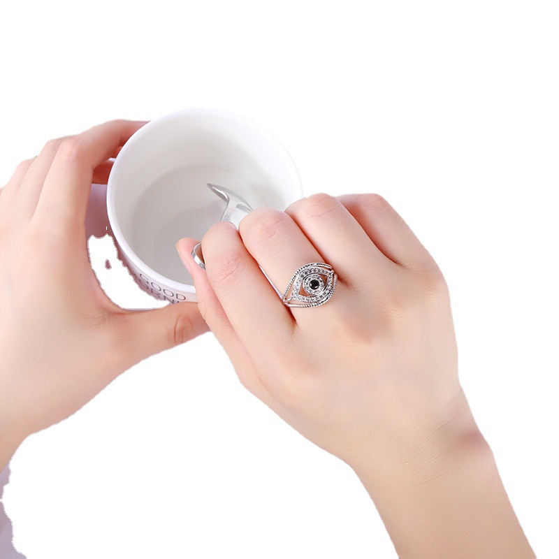 Creative Micro Inlaid Zircon Devil's Eye Copper Ring