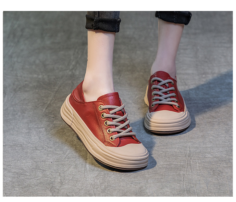 Retro Flat Heel Soft Bottom Top Layer Calf Leather Shoes