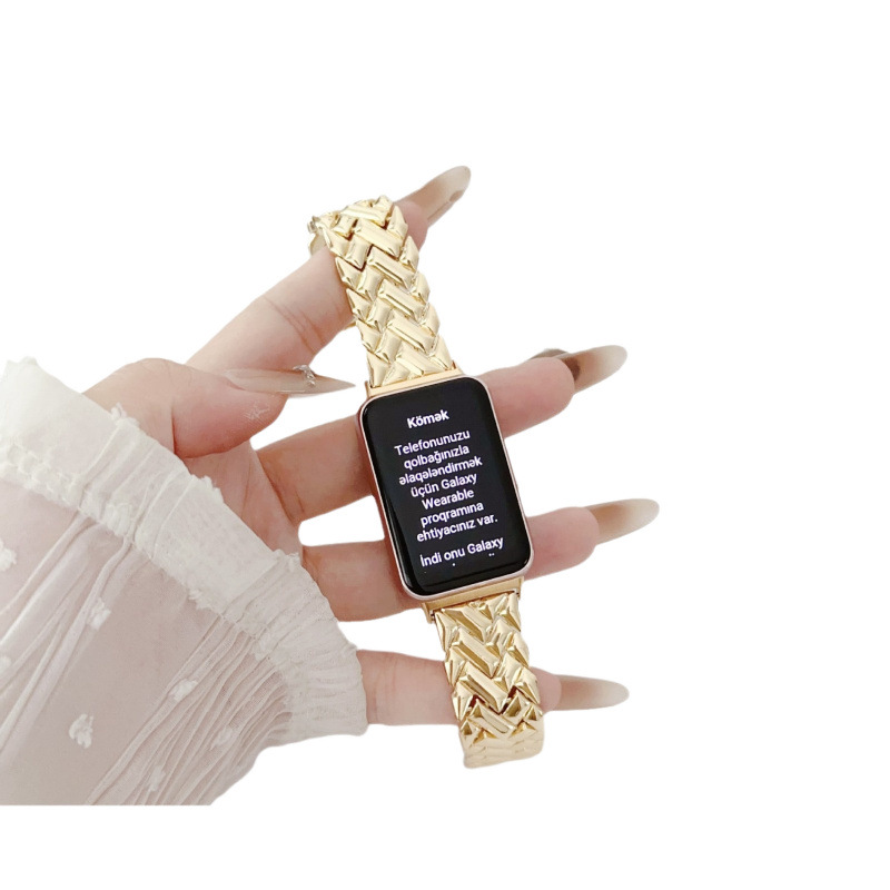 V-shaped Diamond-encrusted Metal Watch Band For Fit 3 5