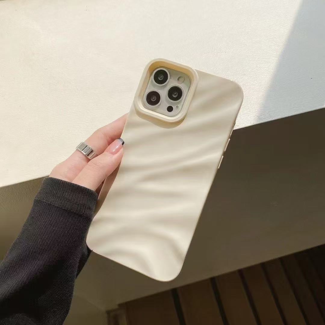 Anti-fall Soft Solid Color Wave Pleated Phone Case