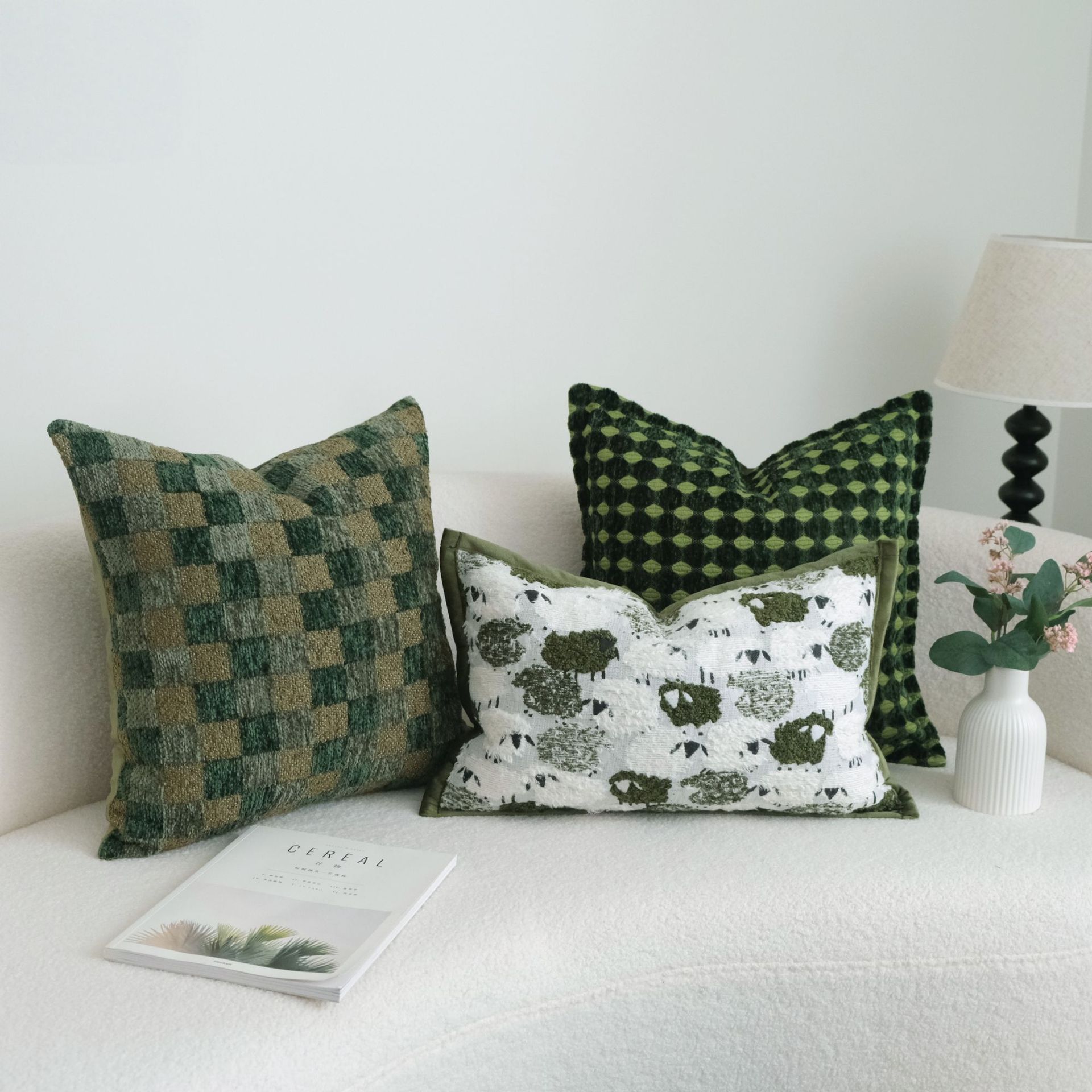 Midsummer Green French-Style Light-Luxury Sofa Pillow Cover